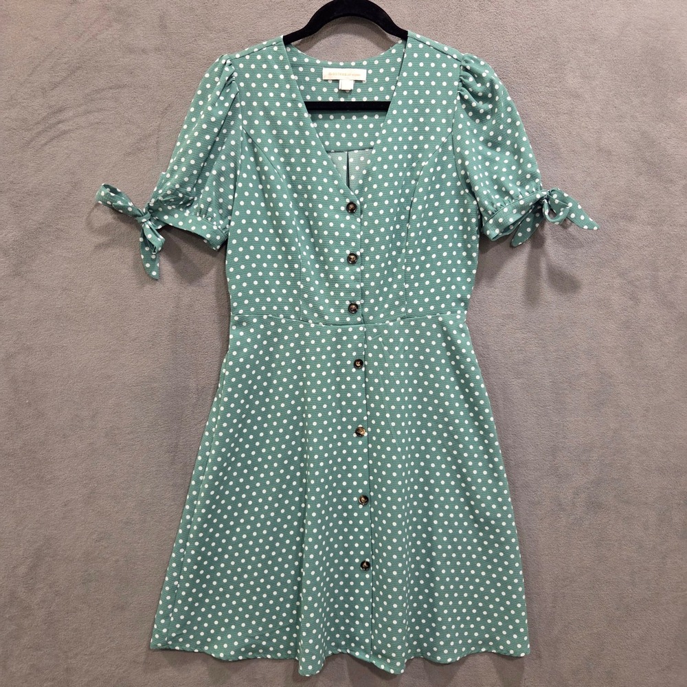 Monteau Los Angeles Polka Dot Button  Dress Women's Size Large Rockabilly Retro